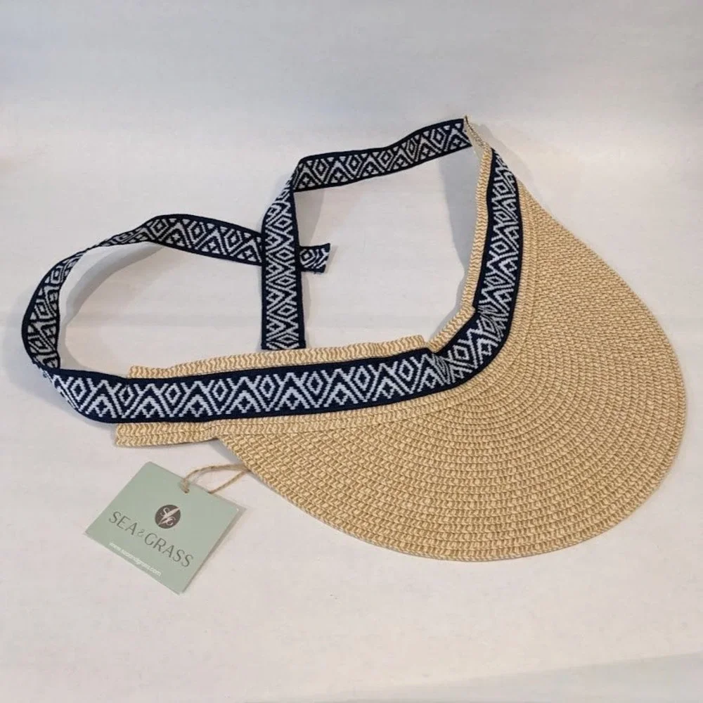 Sea & Grass Packable Straw Visor Womens One Size Beach Vacation Travel Cruise